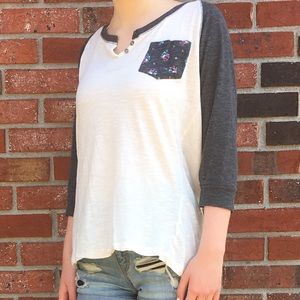 Grey and White long sleeved tee